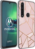 iMoshion Design voor de Motorola Moto G8 Power hoesje - Grafisch Koper - Roze / Goud