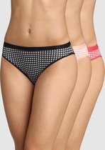 Dim Les Pockets Slips - Onderbroeken - Katoen - Dames - 3 Stuks - Maat 42/44 - Zwart/Roze/Rood