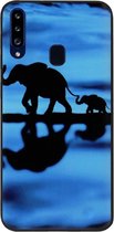 ADEL Siliconen Back Cover Softcase Hoesje Geschikt voor Samsung Galaxy A20s - Olifant Familie