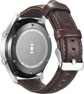 Bandje Voor Samsung Galaxy Watch Genuine Leren Band - Donkerbruin - Maat: 22mm - Horlogebandje, Armband