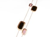 Zilveren halsketting halssnoer collier roos goud verguld Model Color Power gezet met roze en bruine stenen