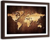 Foto in frame , Wereld van hout , houtlook , 120x80cm , bruin zwart , wanddecoratie