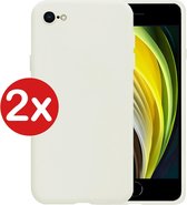 Hoesje Geschikt voor iPhone SE 2020 Hoesje Siliconen Case Hoes - Hoes Geschikt voor iPhone SE (2020) Hoes Cover Case - Wit - 2 PACK.