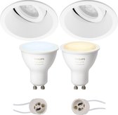 Pragmi Zano Pro - Inbouw Rond - Mat Wit - Kantelbaar - Ø93mm - Philips Hue - LED Spot Set GU10 - White Ambiance - Bluetooth - BSE