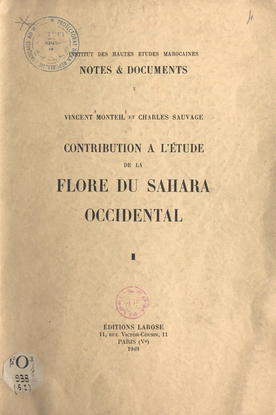 Catalogue des plantes connues des Tekna, des Rguibat et des  ... - cover