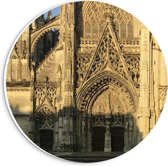 Forex Wandcirkel - Kathedraal in Frankrijk - 20x20cm Foto op Wandcirkel (met ophangsysteem)