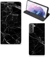 Wallet Book Case Vaderdag Cadeau Samsung Galaxy S21 Plus Telefoonhoesje Marmer Zwart