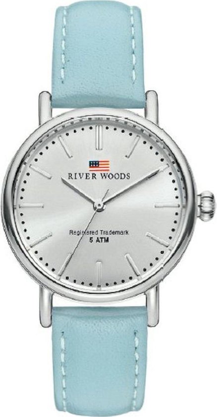 River Woods Oswego RW340024 Horloge - Leer - Blauw - Ø 34 mm