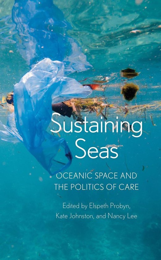 De kaft toont plastic afval in het water, met de titel "Sustaining Seas".