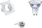 LED Spot Set - GU10 Fitting - Inbouw Vierkant - Mat Wit - Kantelbaar 80mm - Philips - SceneSwitch 827 36D - 1.5W-5W - Warm Wit 2200K-2700K - Dimbaar - BES LED