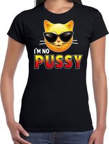 Funny emoticon t-shirt I am no pussy zwart dames 2XL
