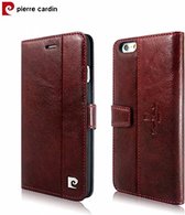 Pierre Cardin Paris Classic Echt Leer wallet boek case hoesje voor iPhone 6 Plus / 6S Plus (5.5 inch) Rood