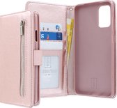 Housse Bookcase hoesje Samsung Galaxy S20 + - CaseBoutique - Or rose massif - Simili cuir - Avec poche zippée Compartiment à monnaie
