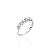 Jewels Inc. - Ring - Solitaire gezet met Zirkonia Stenen - 3.5mm Breed - Maat 48 - Gerhodineerd Zilver 925