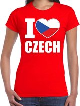 I love Czech t-shirt Tsjechie rood voor dames XS