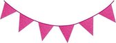 2x Fuchsia roze glitter vlaggenlijnen 6 meter - Feest/verjaardag slingers fuchsia roze