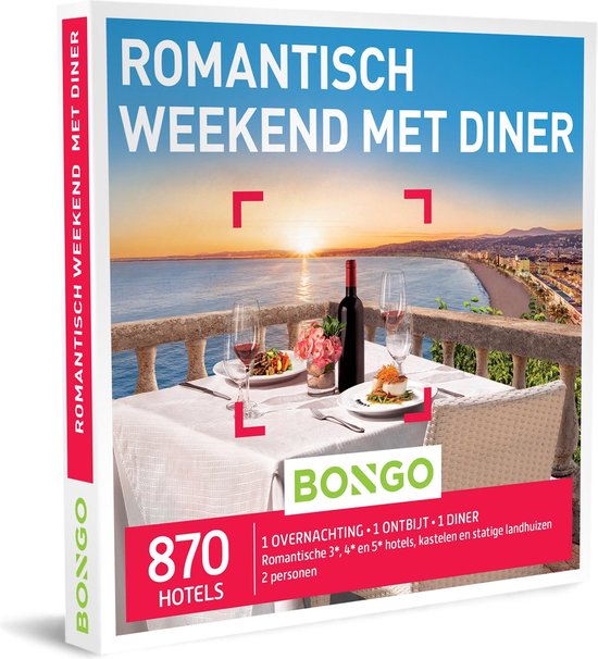 Bongo Bon - Romantisch Weekend met Diner - Cadeaukaart cadeau voor man of...