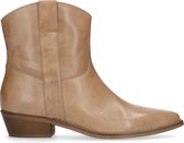 Manfield - Dames - Beige leren enkellaarsjes - Maat 36