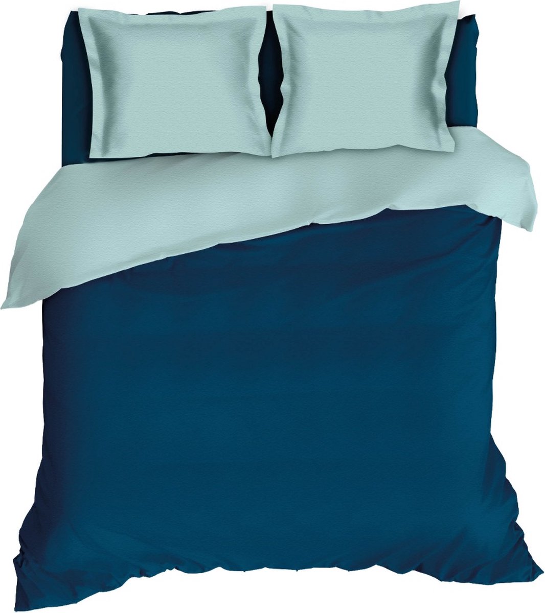 Romanette Comtesse - Flanel - Dekbedovertrek - Eenpersoons - 140x200/220 cm + 1 kussensloop 60x70 cm - Teal/Mistygreen