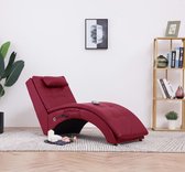 Massage chaise longue met kussen kunstleer wijnrood