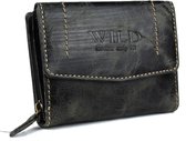Zwarte Dames Portemonnee Wild - Echt Leder (12.0 X 9.0 Cm)