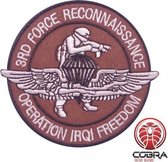3RD Force Reconnaissance Operation IRQ Freedom geborduurde bruine patch embleem met velcro