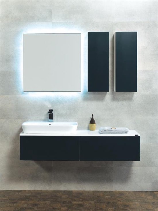 Meuble de salle de bain Perugi Anthracite avec miroir avec éclairage LED à  capteur | bol