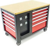 Poste de travail mobile HBM, établi, chariot à outils avec 10 tiroirs et armoire