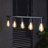 Hanglamp industrieel Straight 5-lichts metaal - Hanglamp zwart - Hanglampen eetkamer