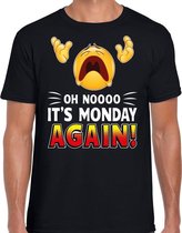 Funny emoticon t-shirt oh noooo it is monday again zwart heren L