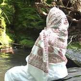 Meditatie omslagdoek met mantra Om, natuurvezel, XL, 220 x 106 cm, wit, vegan