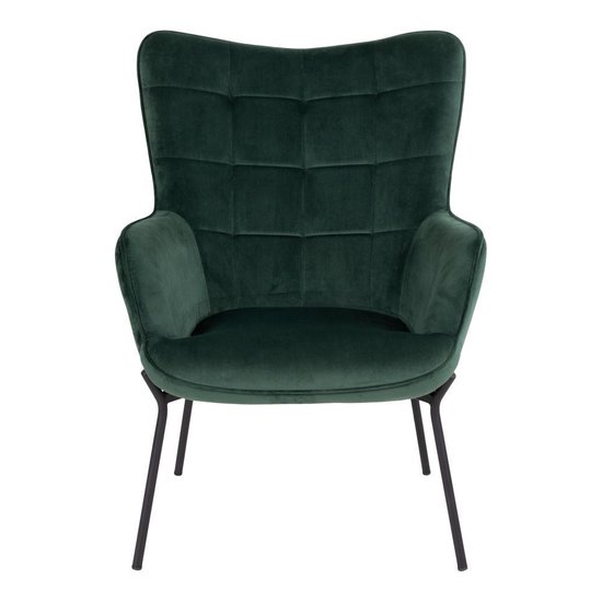 Glow fauteuil groen velours, zwarte poten. | bol.com
