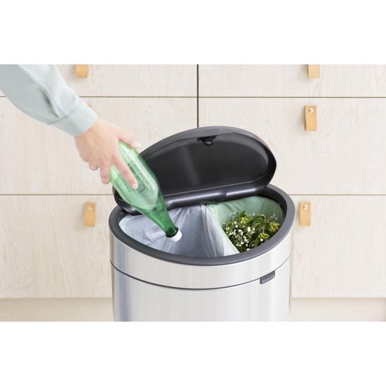 Touch Bin New Recycle afvalemmer 23+10 Liter Zwart | bol.com