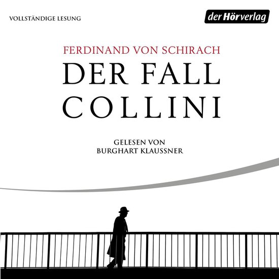Titre 'Der Fall Collini' avec silhouette d'homme sur un pont