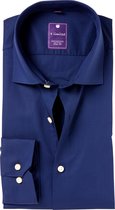 Redmond slim fit overhemd - marine blauw - Strijkvriendelijk - Boordmaat: 45/46