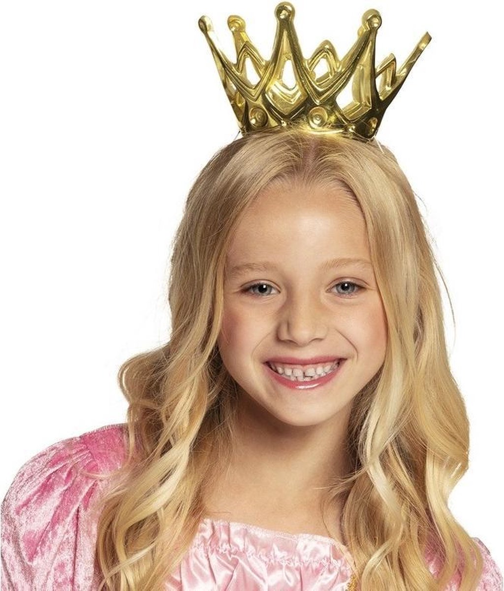 Gouden prinsessen kroontje kind - Koningsdag kroontje goud meisje - Merkloos