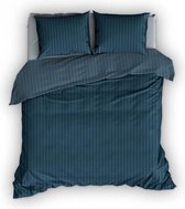 Dekbedovertrek SATIN D'OR Streep Teal 100 % Katoen Satijn Strijkvrij King size dekbedovertrek 270 x 200/220 cm + 2 slopen