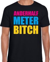 Anderhalf meter bitch fun tekst t-shirt zwart heren L