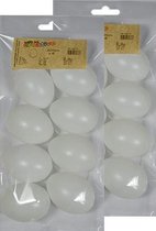 16x Witte kunststof eieren decoratie 6 cm hobby/knutselmateriaal - Knutselen DIY eieren beschilderen - Pasen thema plastic paaseieren eitjes wit