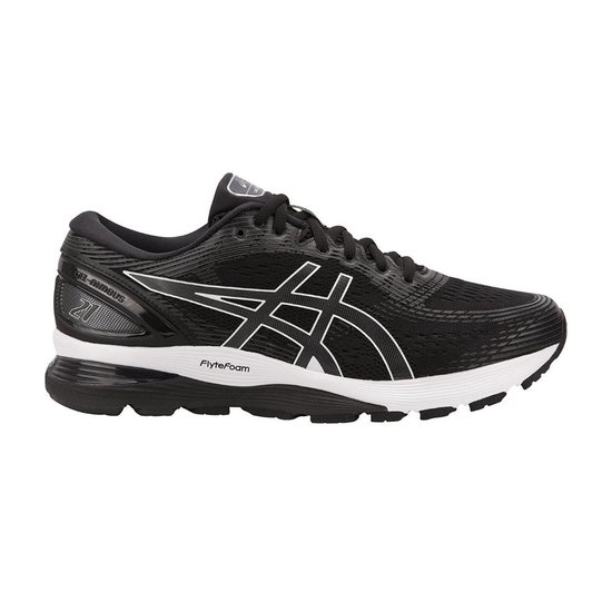 Asics Gel Nimbus 21 hardloopschoenen heren zwart grijs bol