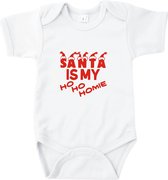 Rompertjes baby met tekst - Santa is my ho ho homie - Romper wit - Maat 50/56