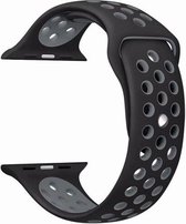 KELERINO. Siliconen bandje geschikt voor Apple Watch (38mm & 40mm) - Zwart  / Grijs - Large