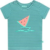 Smitten Organic - Watermeloen Boot Stripes Katoen T-Shirt - Sea Foam
