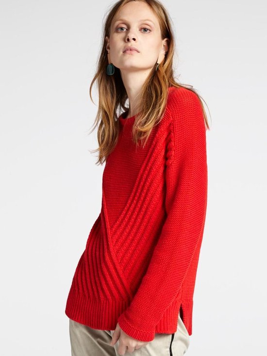 Sandwich Trui met Diagonale Ribstructuur Rood Maat S 36 bol