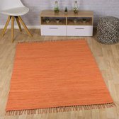 Kelim vloerkleed effen handweef Bomull - terracotta 60x120 cm