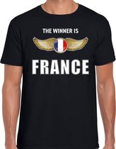 The winner is France / Frankrijk t-shirt zwart voor heren S