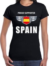 Proud supporter Spain / Spanje t-shirt zwart voor dames S