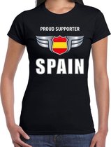 Proud supporter Spain / Spanje t-shirt zwart voor dames XS
