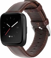 Fitbit Versa / Versa 2 leren bandje - donkerbruin