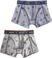 Little Label - boxershorts 2-pack - almost black star & stars stripe blue - maat: 146/152 - bio-katoen